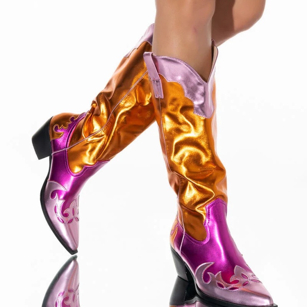 Pink and Orange Women's Cowboy Boots